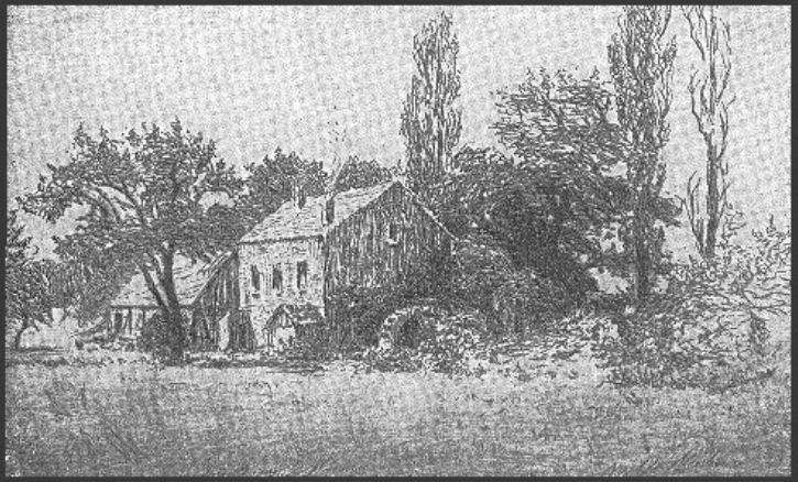 Radierung der Wassermühle Machern